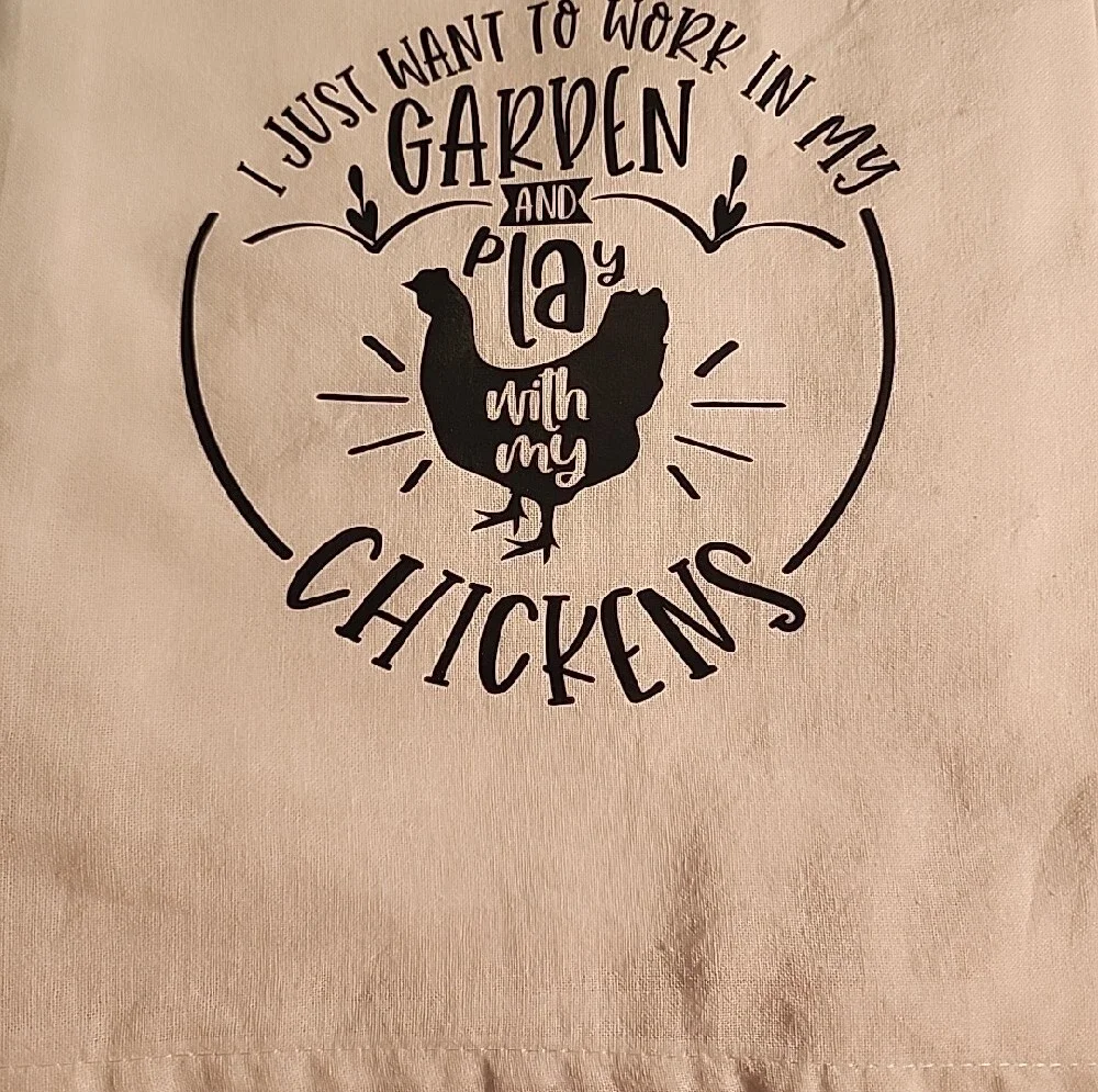 Chicken Farm Graphic Flour Sack Towels -3- White with Black Vinyl